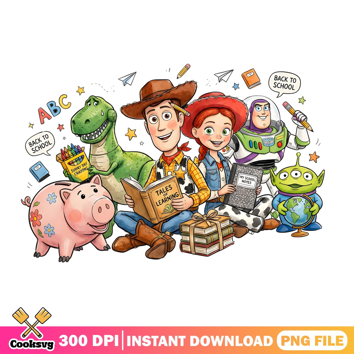 Toy Story Back To School PNG, Woody Buzz PNG, Disney PNG