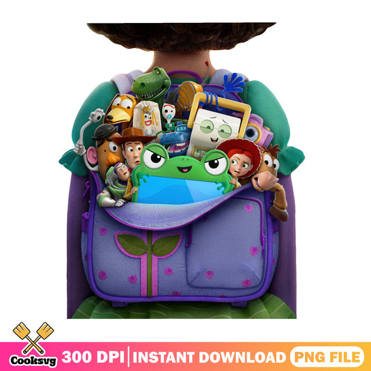 Toy Story Characters Backpack PNG, Disney Pixar PNG, Woody Buzz PNG