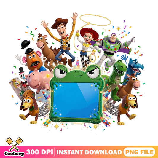 Toy Story Characters Birthday Frame PNG, Disney Pixar PNG, Woody Buzz PNG