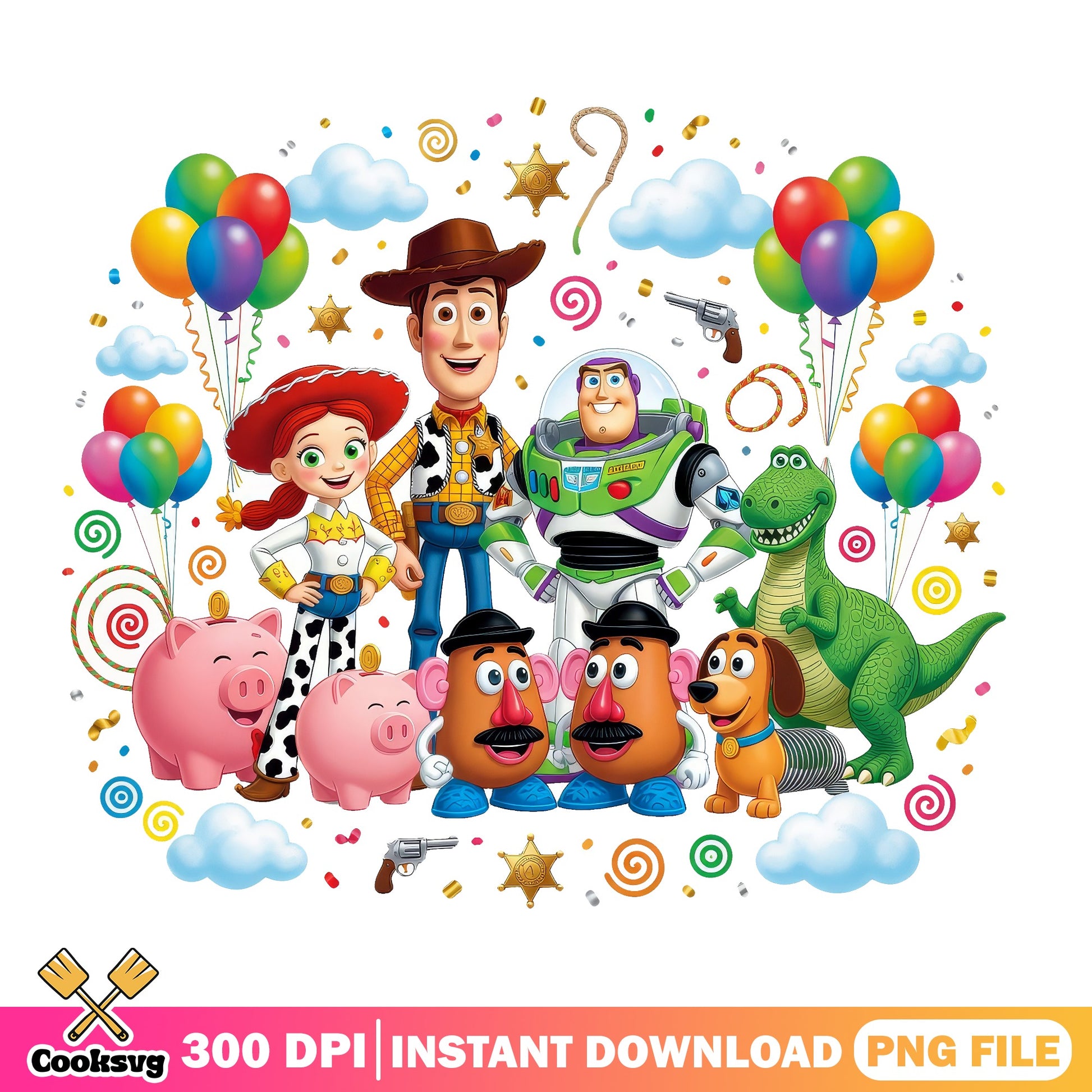 Toy Story Characters Birthday PNG, Woody Buzz Lightyear PNG, Disney PNG
