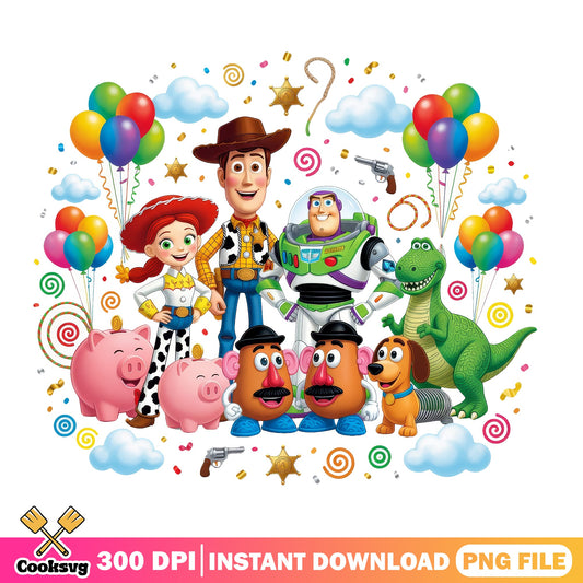 Toy Story Characters Birthday PNG, Woody Buzz Lightyear PNG, Disney PNG