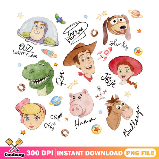 Toy Story Characters Bundle PNG, Buzz Woody Jessie PNG, Disney PNG