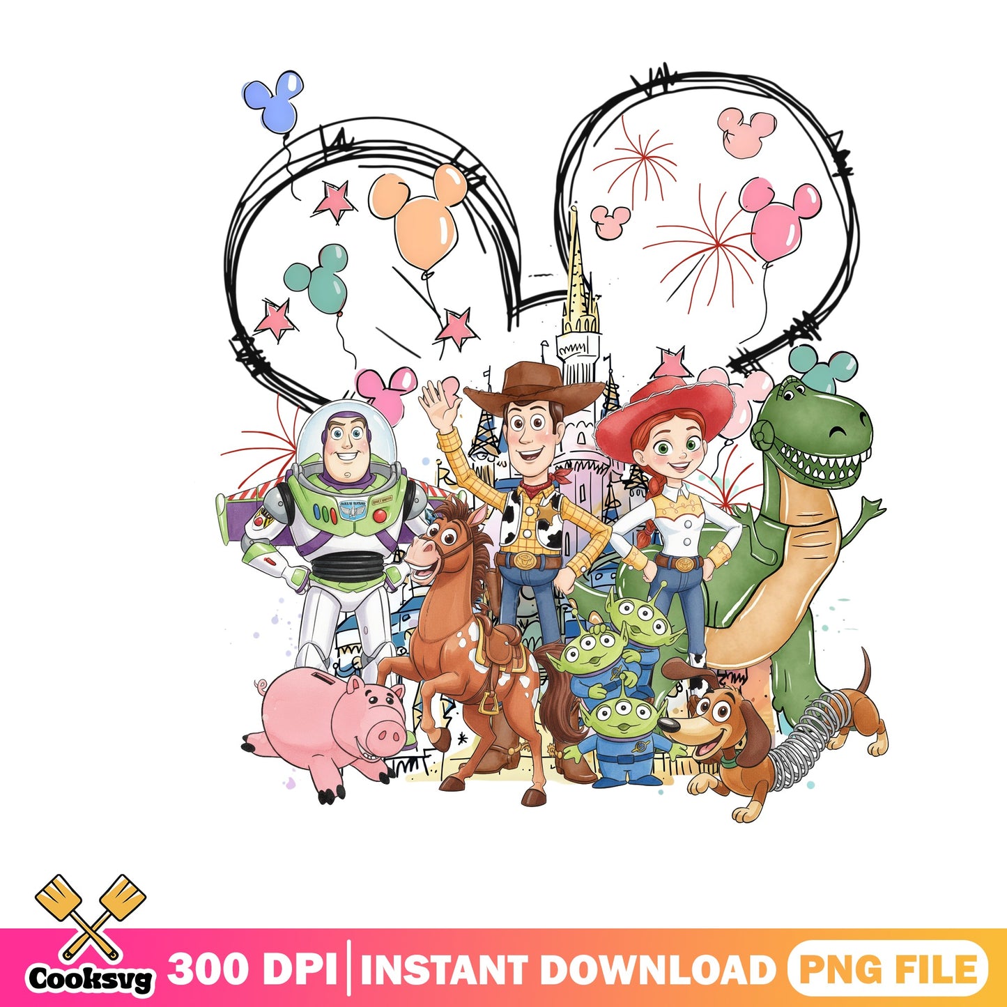 Toy Story Characters Disney Castle PNG, Woody Buzz PNG, Disney Trip PNG