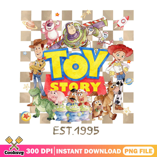 Toy Story Characters Est 1995 PNG, Woody Buzz PNG, Disney PNG