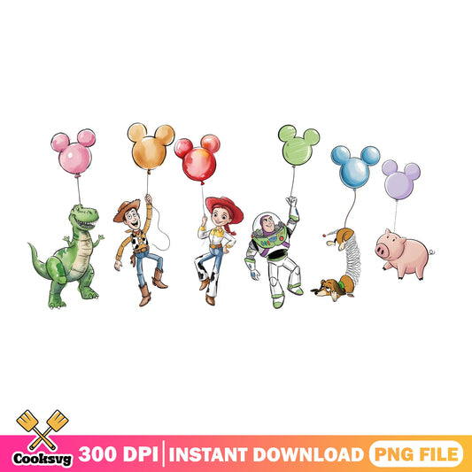Toy Story Characters Mickey Balloon PNG, Disney Pixar PNG, Woody Buzz PNG