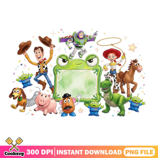 Toy Story Characters Name Frame PNG, Disney Pixar PNG, Birthday PNG
