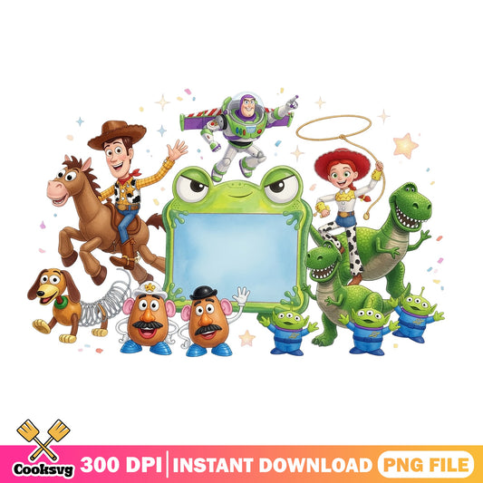 Toy Story Characters Name Frame PNG, Woody Buzz Lightyear PNG, Disney PNG