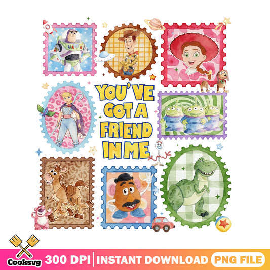 Toy Story Characters Stamp PNG, You've Got A Friend In Me PNG, Disney PNG