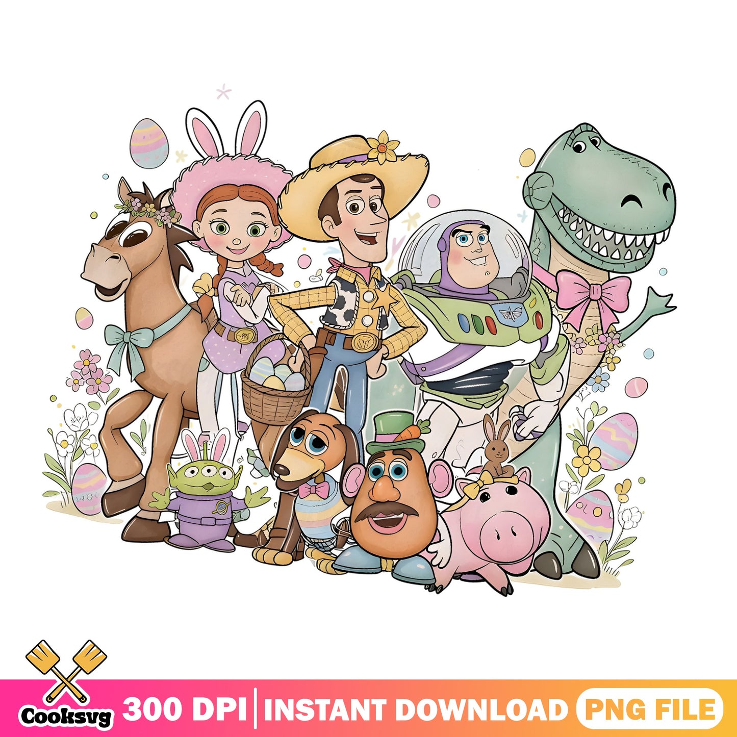 Toy Story Easter PNG, Disney Easter Png, Woody Buzz PNG