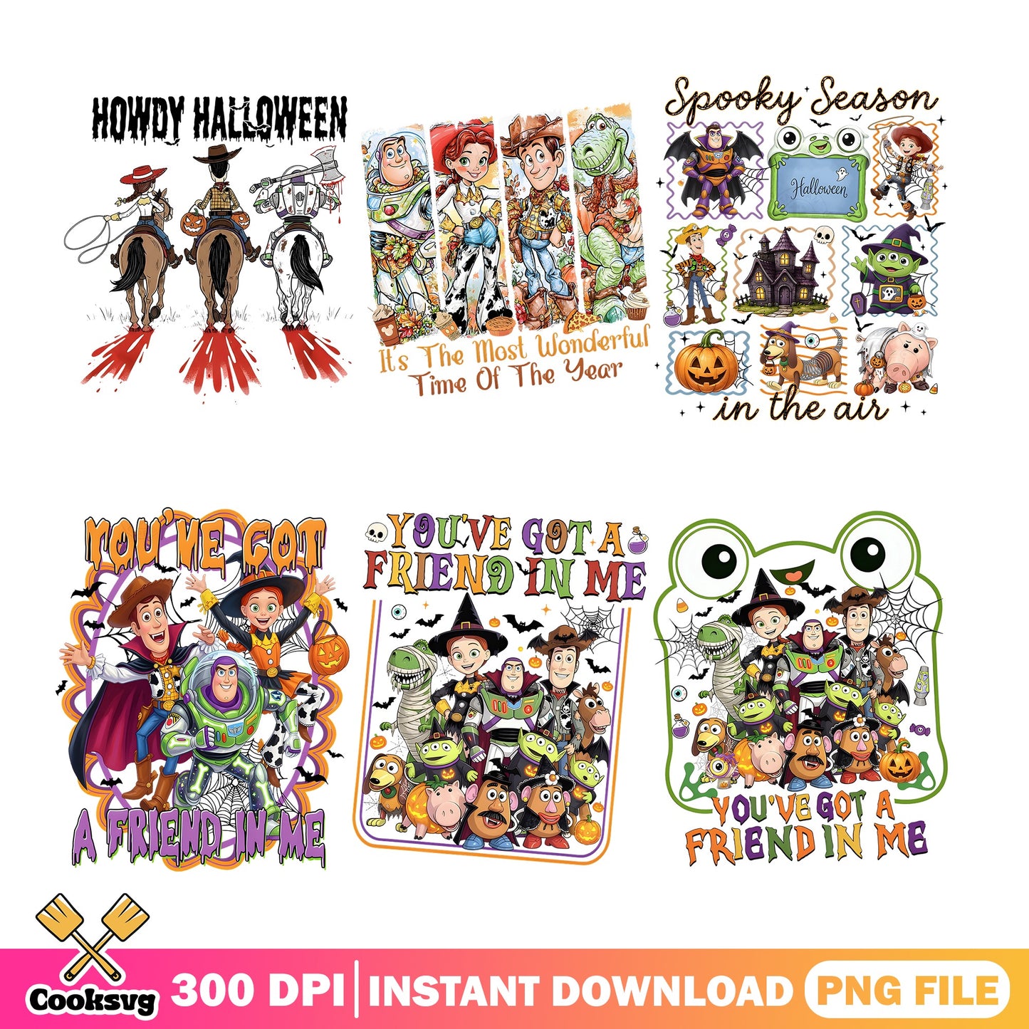 Toy Story Halloween PNG Bundle, Howdy Halloween PNG, Spooky Season PNG