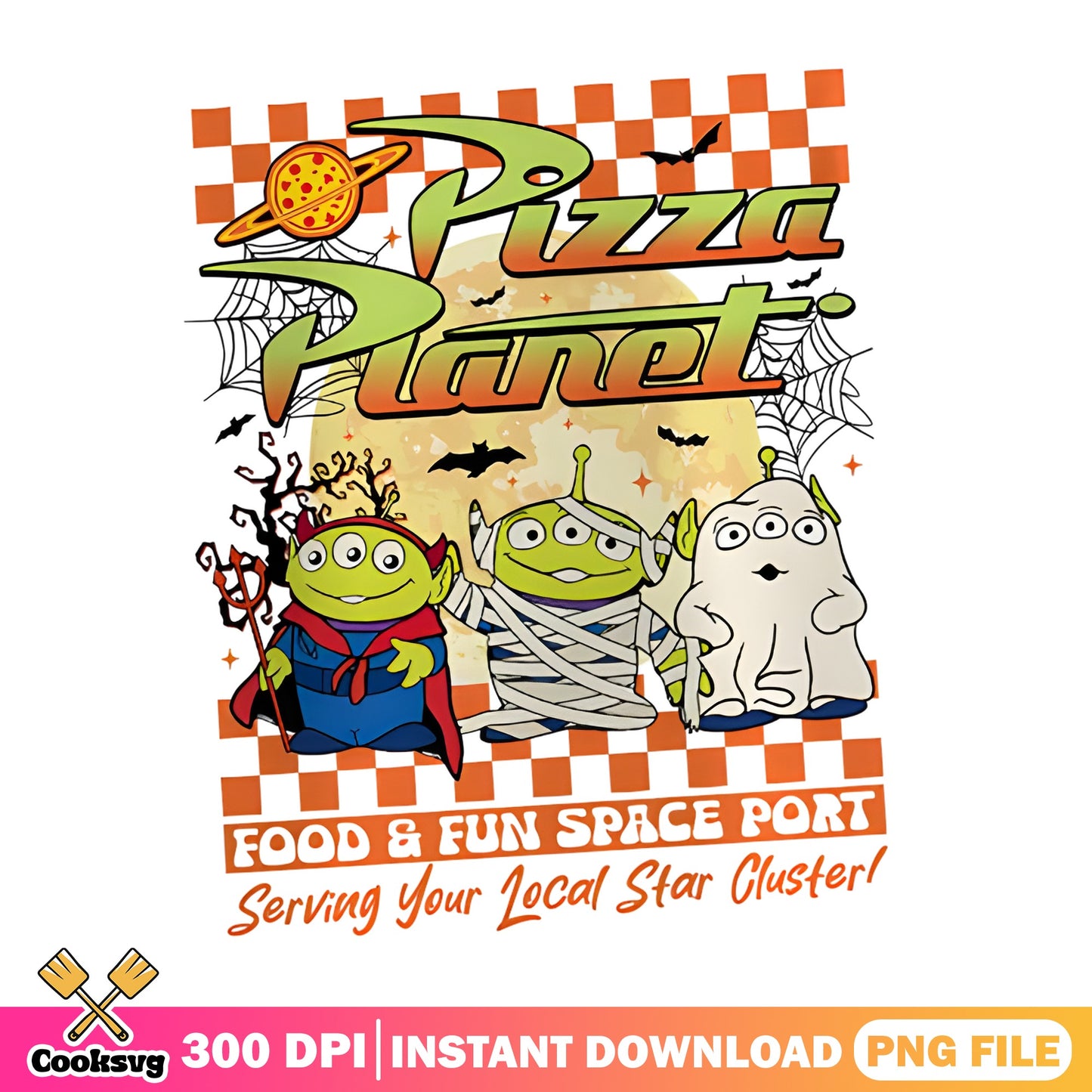 Toy Story Pizza Planet Halloween PNG, Disney Aliens PNG, Halloween PNG
