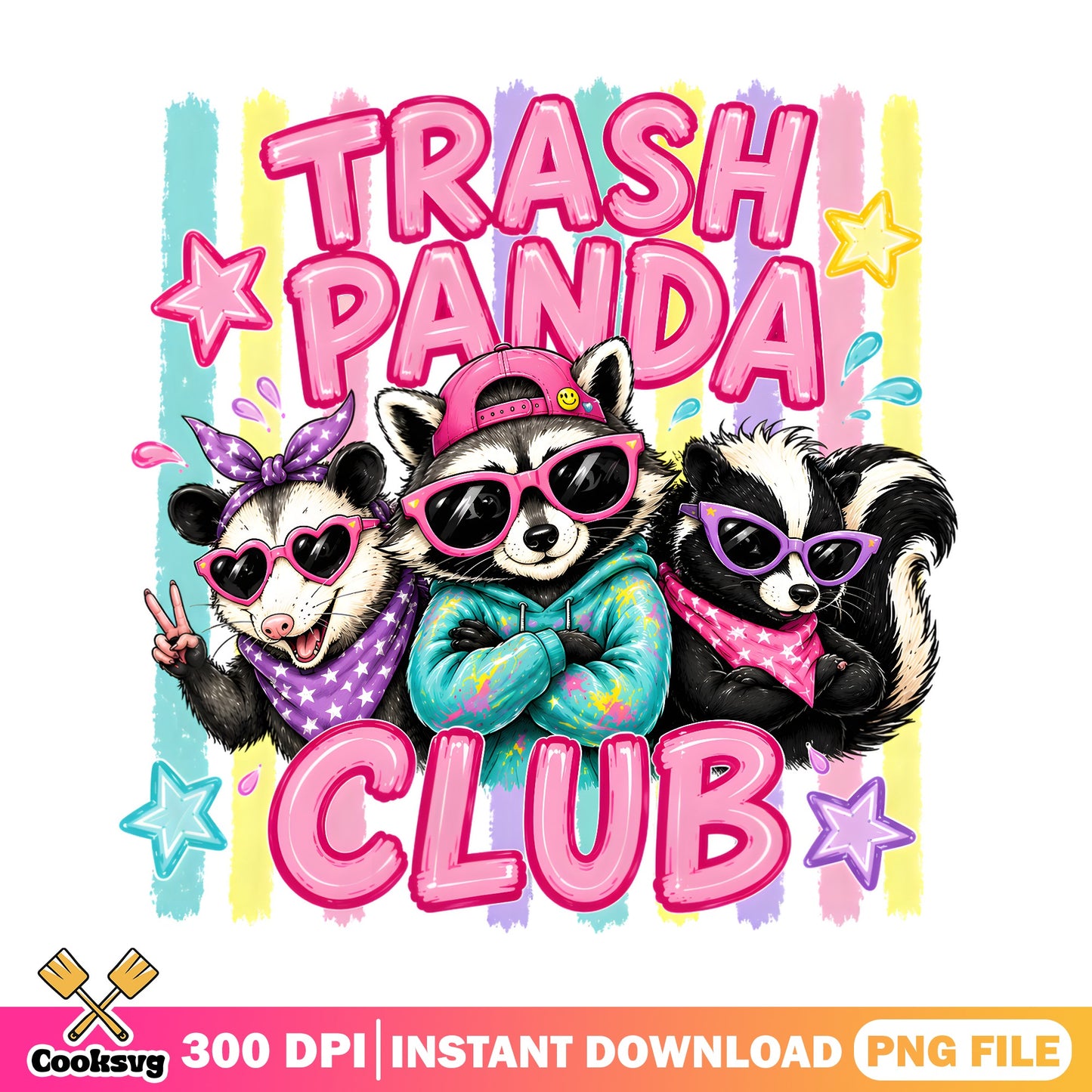 Trash Panda Club PNG, Funny Raccoon Sublimation, Skunk PNG