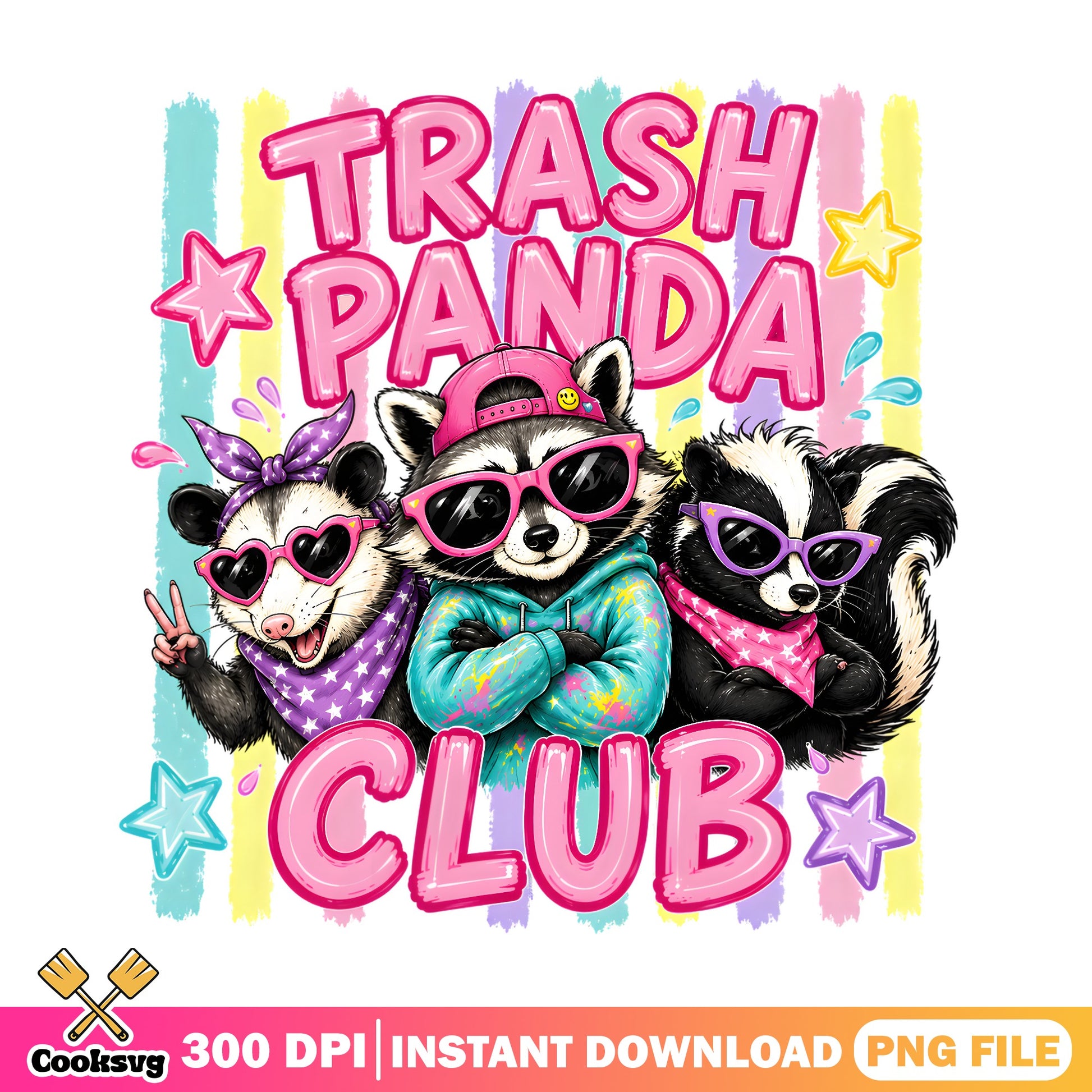 Trash Panda Club PNG, Funny Raccoon Sublimation, Skunk PNG