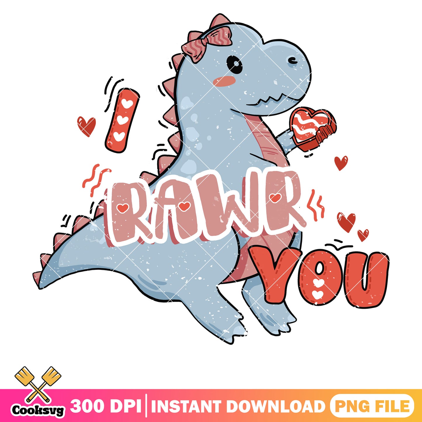 T rex girl I rawr you valentine png, t rex valentine png