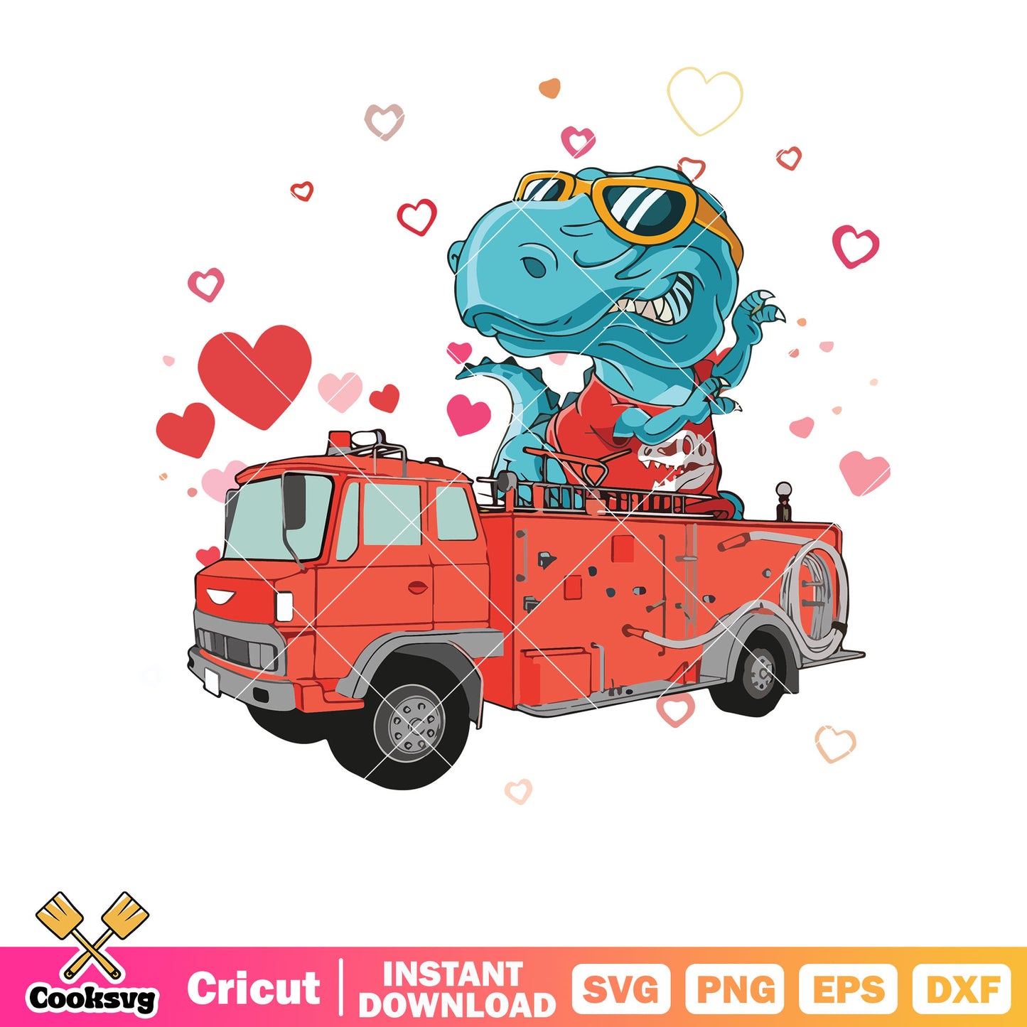 T rex truck in valentine svg, t rex valentine​ svg, truck valentine svg