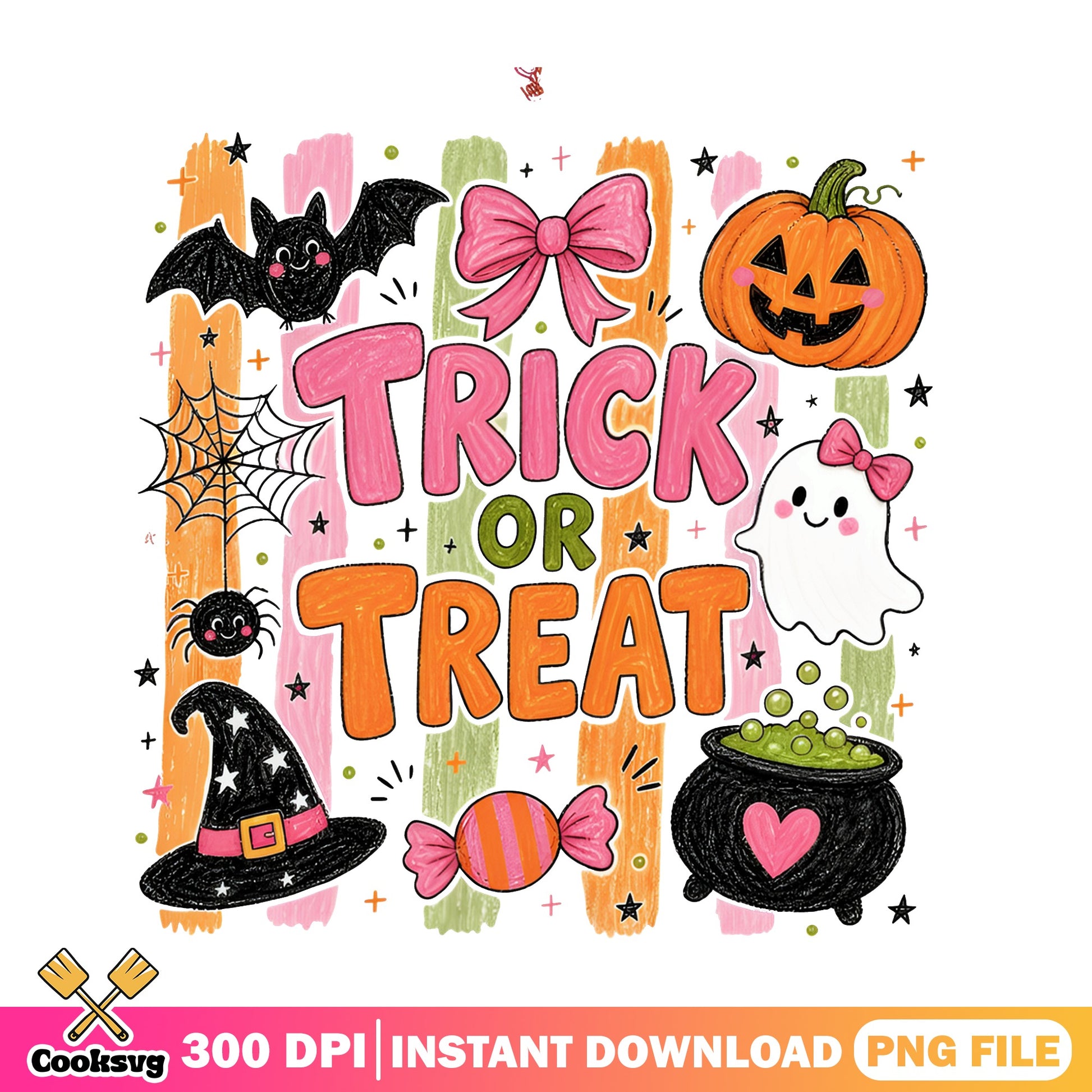 Trick Or Treat Halloween PNG, Cute Ghost Pumpkin PNG, Halloween PNG