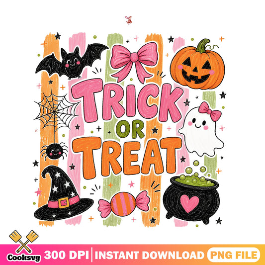 Trick Or Treat Halloween PNG, Cute Ghost Pumpkin PNG, Halloween PNG