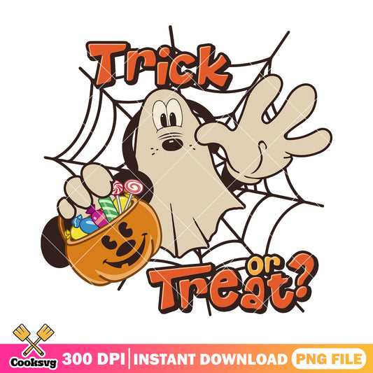 Trick or treat goofy png, halloween candy png, goofy dog png