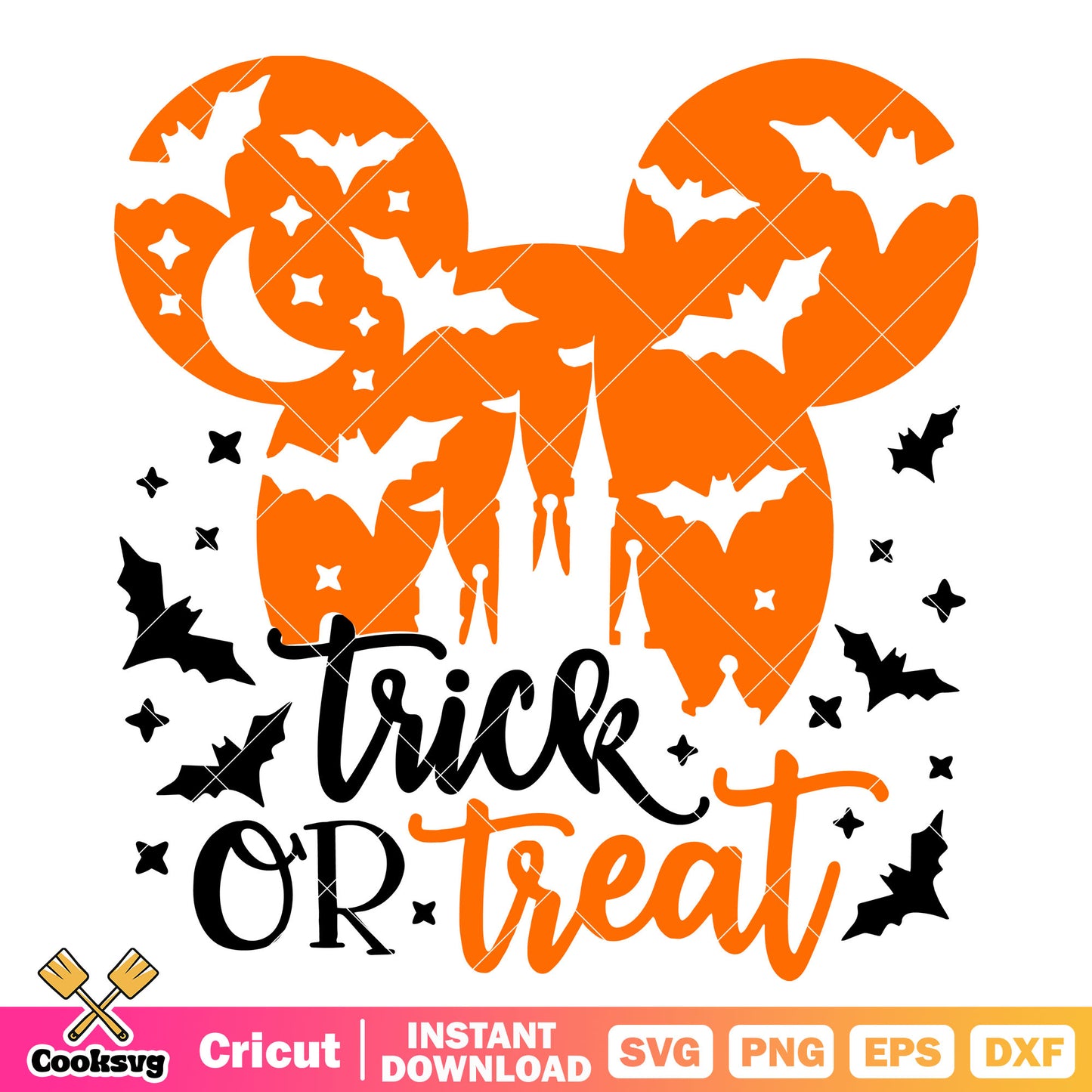 Trick or treat mickey head svg, mickey halloween svg, trick or treat svg