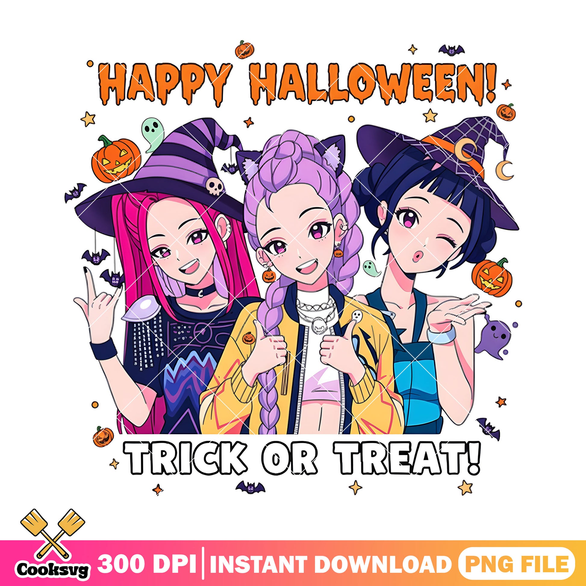 Trick or treat with huntrix png, huntrix halloween png
