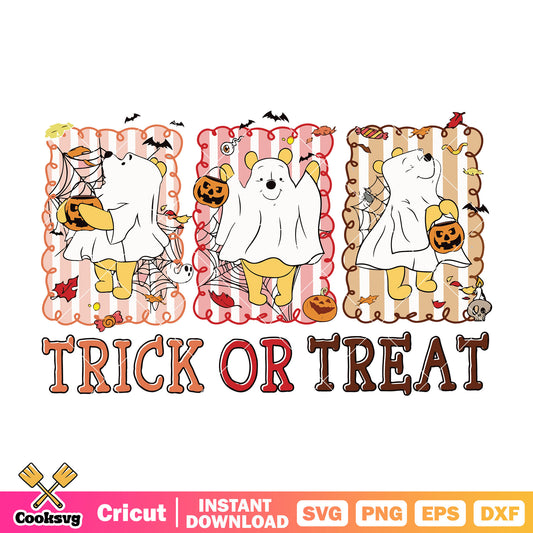 Trick or treat with pooh svg, trick or treat svg, pooh ghost svg