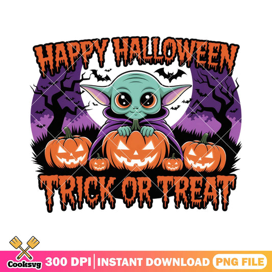 Trick or treat yoda baby png, star wars movies​ png, halloween candy png