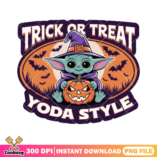 Trick or treat yoda style png, baby yoda png, spirit halloween png