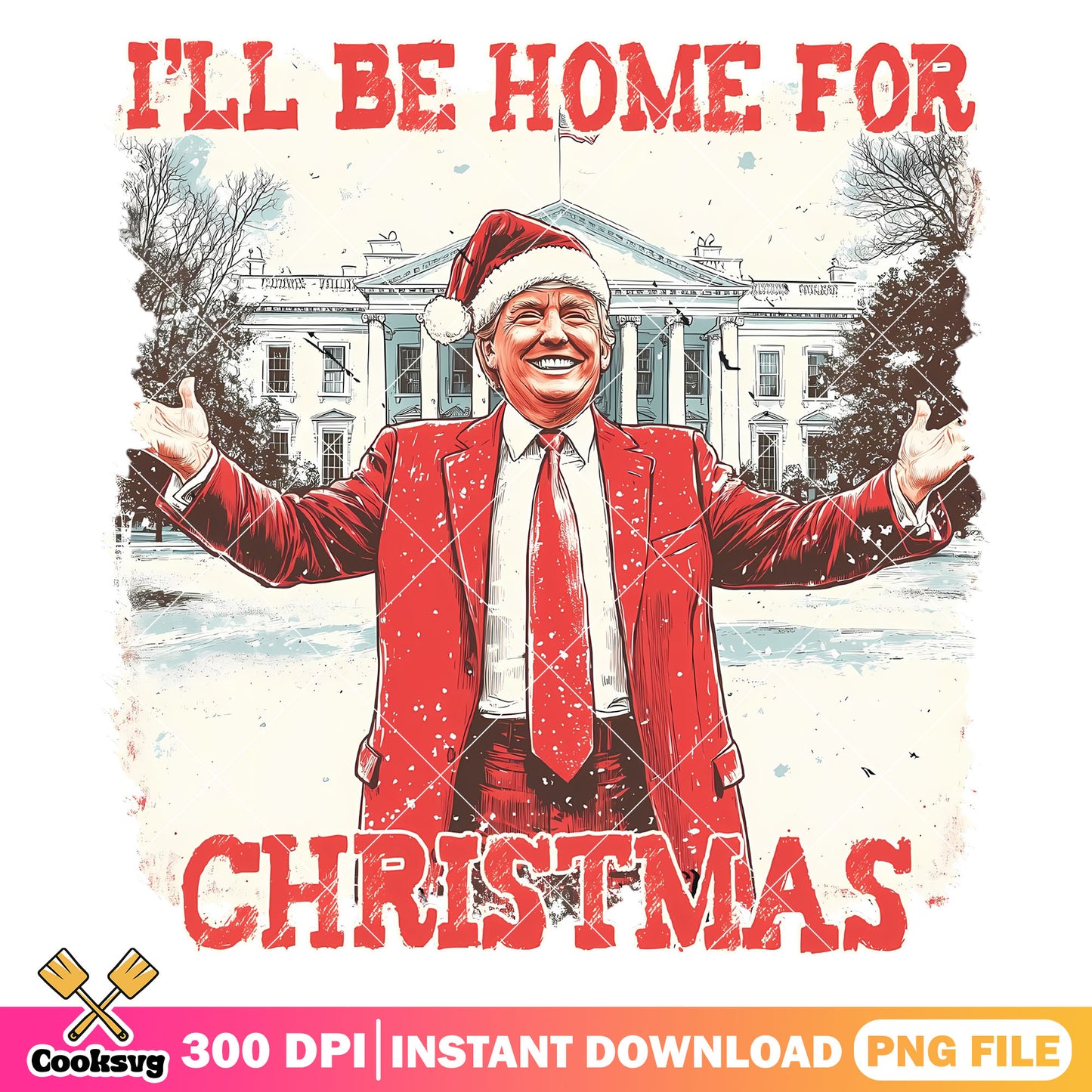 Trump santa be home for christmas png, donald trump png, trump christmas png