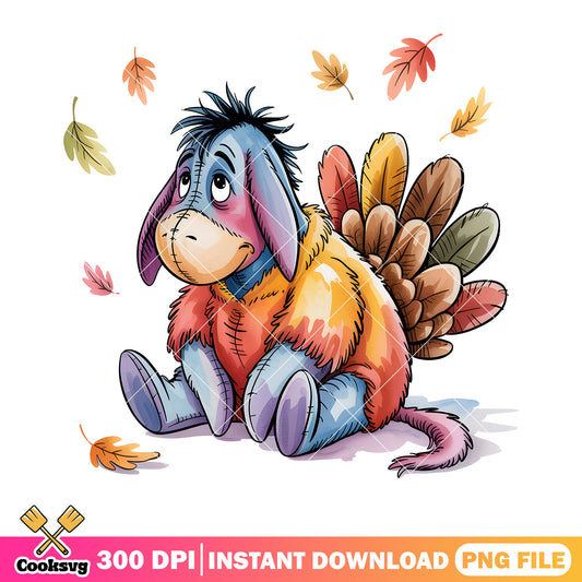 Turkey costume eeyore vibes png, disney eeyore png,​ vintage pooh png