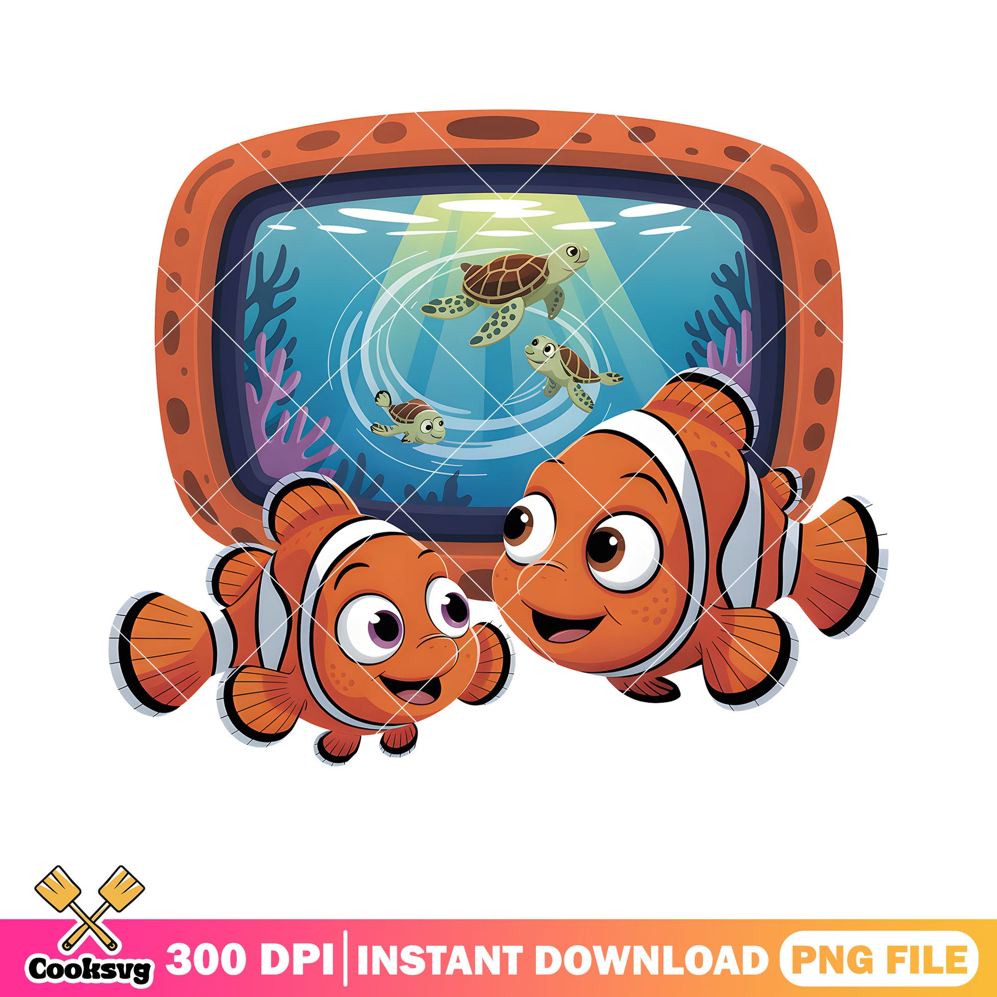 Turtle tv show for nemo png, clownfish marlin png, finding nemo png