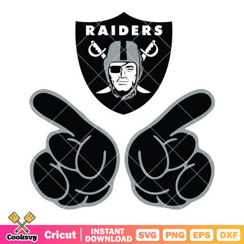 Two black finger foam svg, shield raiders svg, las vegas raiders svg