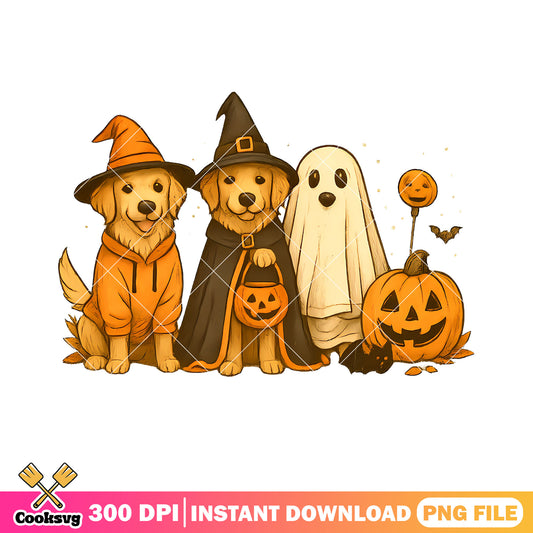 Two dog and a ghost png, wizard costume png, scary halloween night png