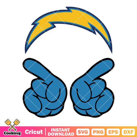 Two finger blue svg, los angeles chargers svg, football nfl svg