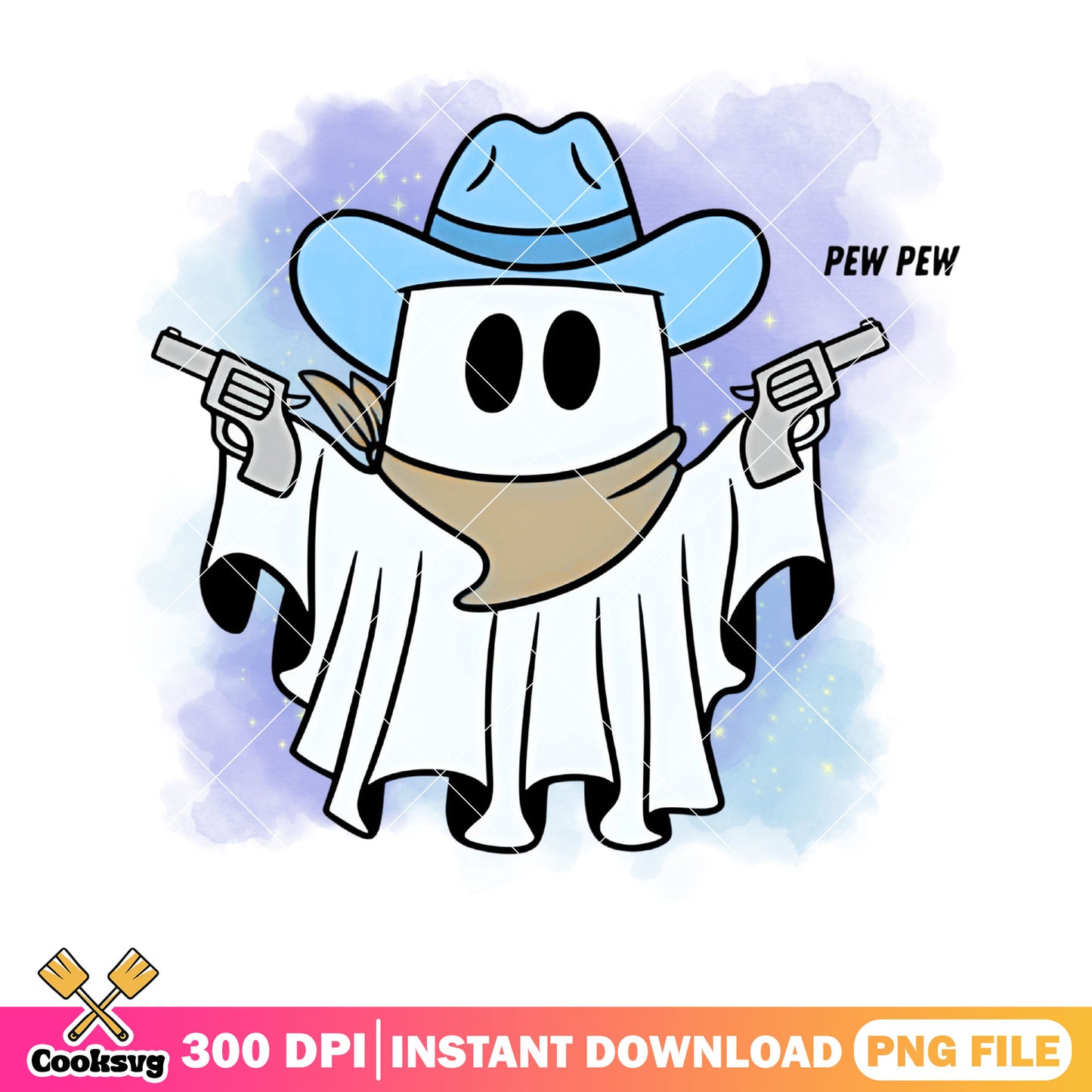 Two gun abby ghost png, Blue cowboy hat png, halloween scary png