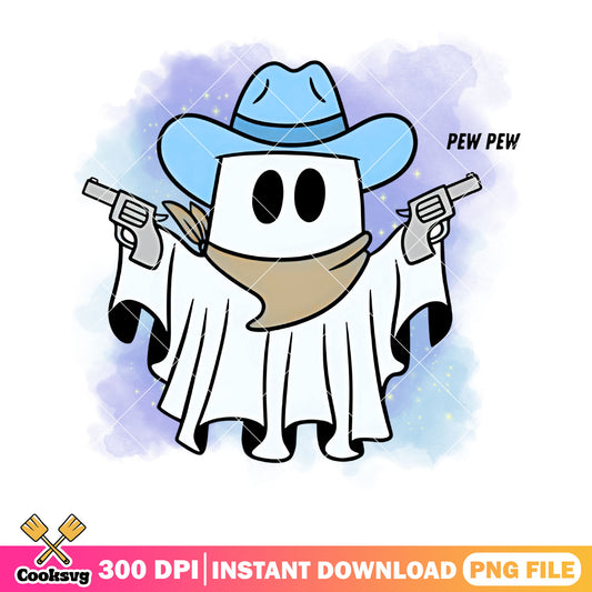 Two gun abby ghost png, Blue cowboy hat png, halloween scary png