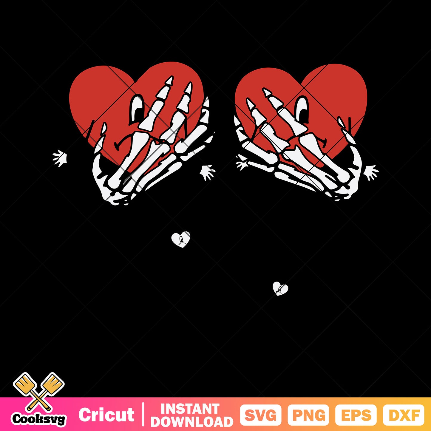 Two skeleton hand svg, broken heart svg, is two hearts sad​ svg