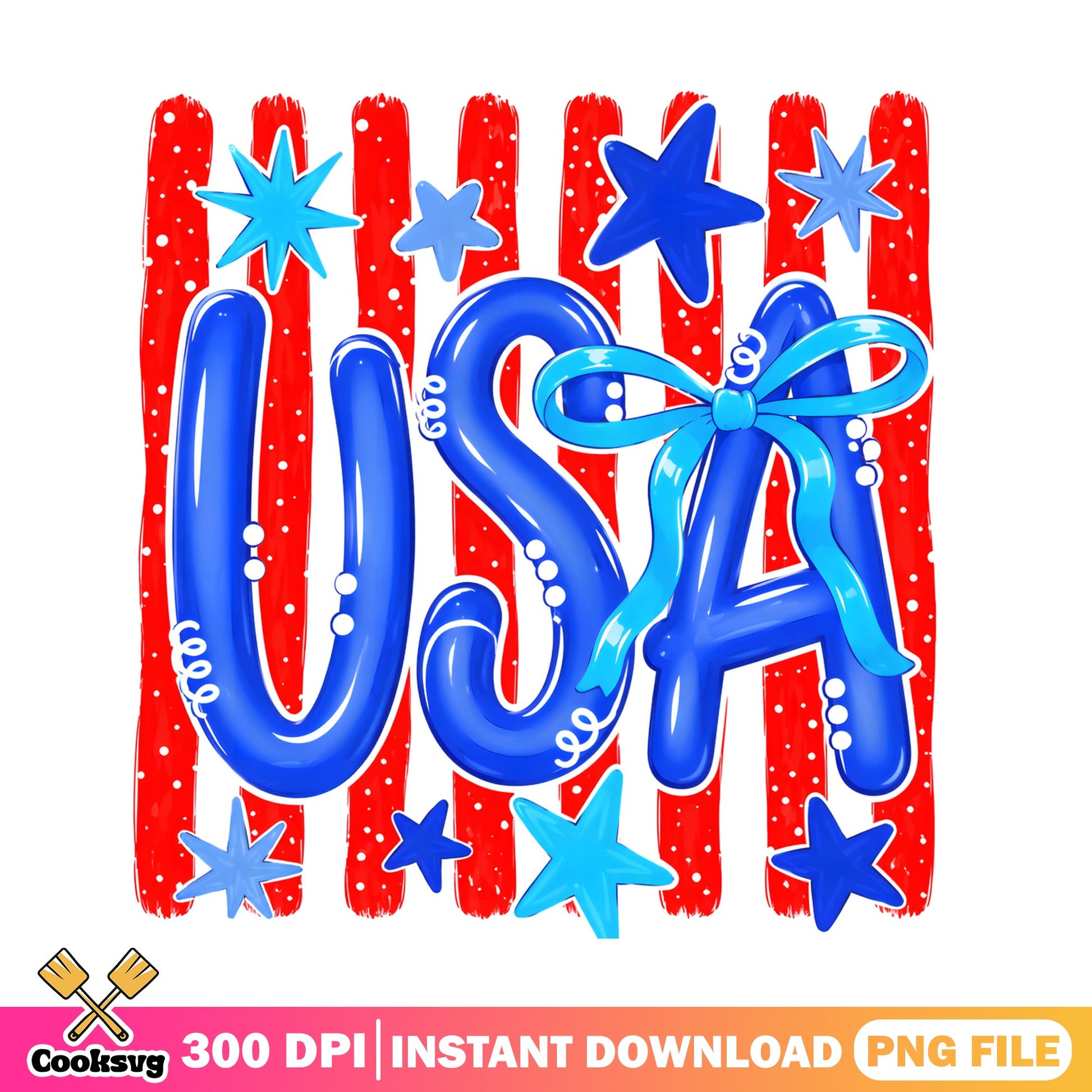 USA Balloon Letters 4th Of July PNG, Patriotic PNG, American PNG