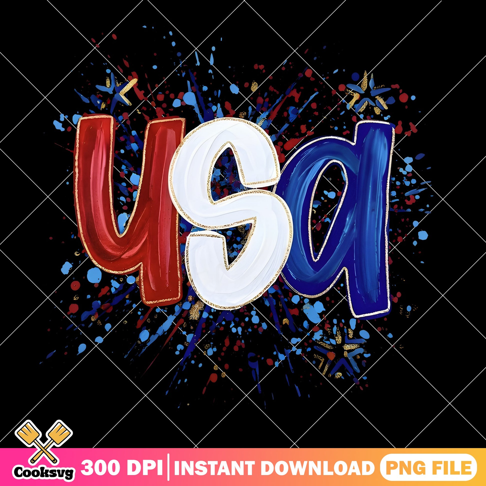 USA Paint Splatter 4th Of July PNG, Patriotic PNG, America PNG