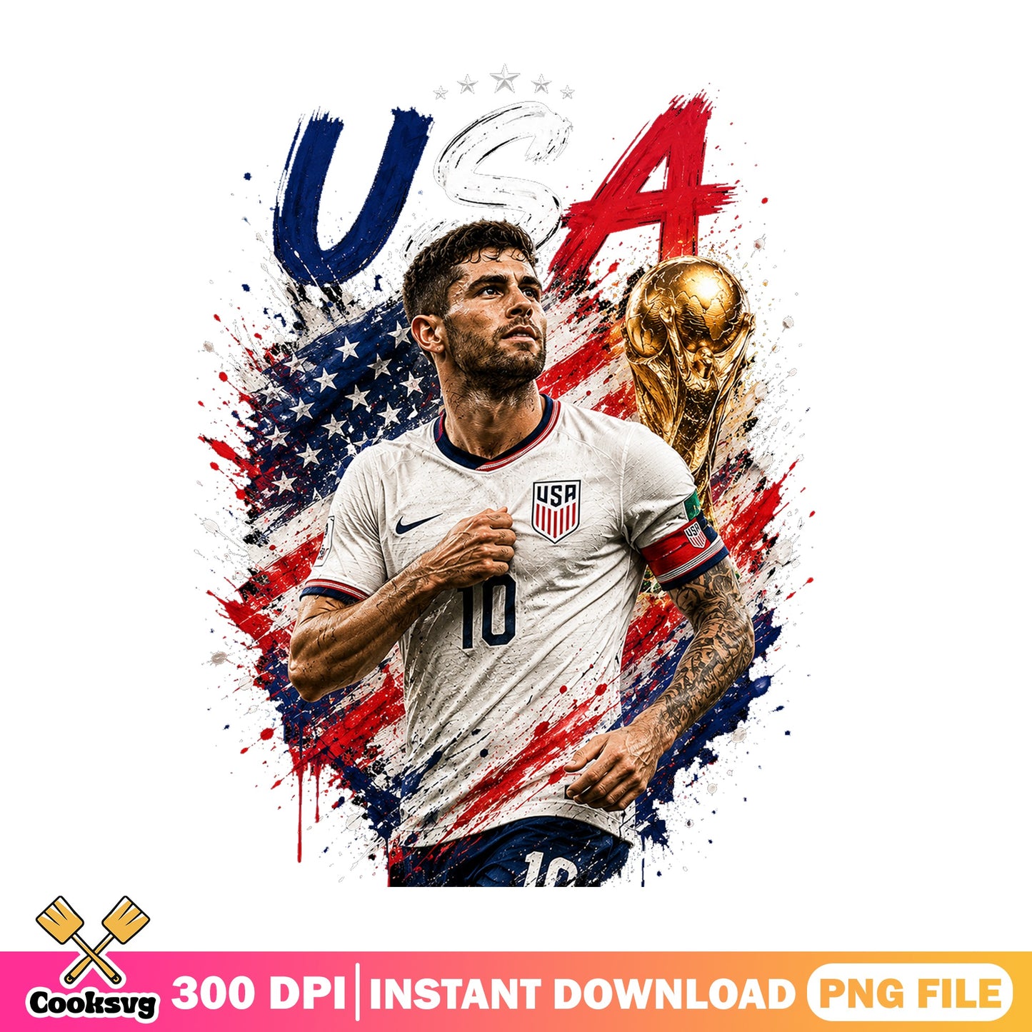 USA Soccer Player Number 10 PNG, World Cup Trophy PNG, Football PNG