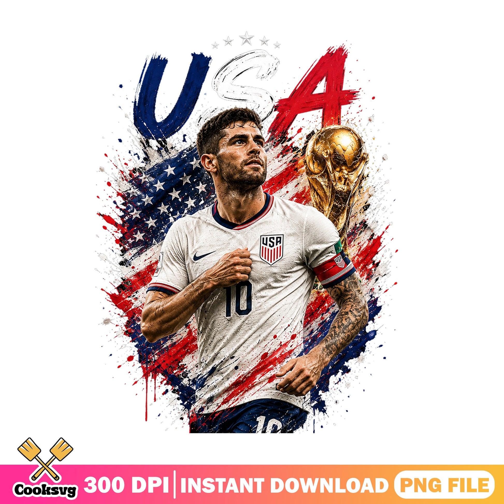 USA Soccer Player Number 10 PNG, World Cup Trophy PNG, Football PNG