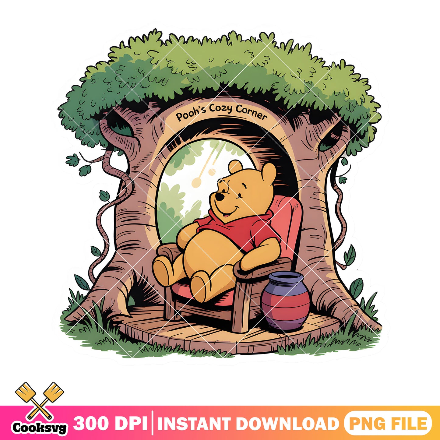 Under the tree pooh corner png, pooh bear png, pooh poster png