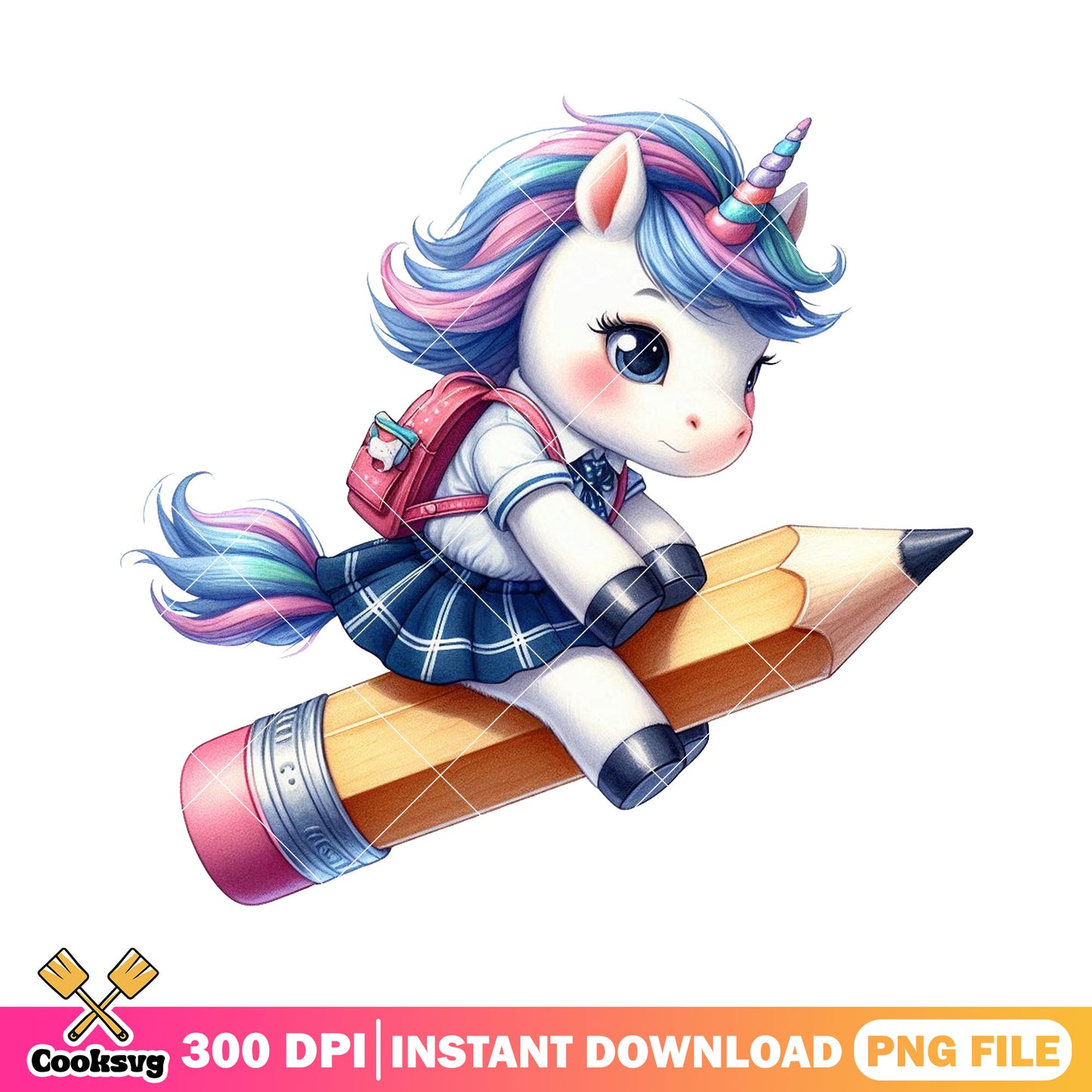Unicorn schoolgirl png, unicorn cute png, back to school outfit png