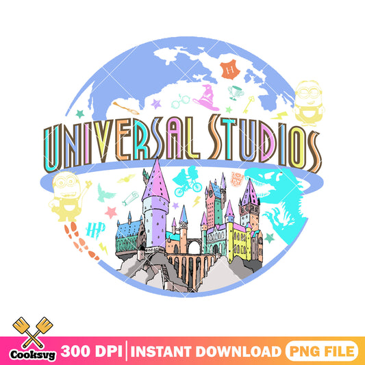 Universal studios world file png, universal sturios png, family vacation png