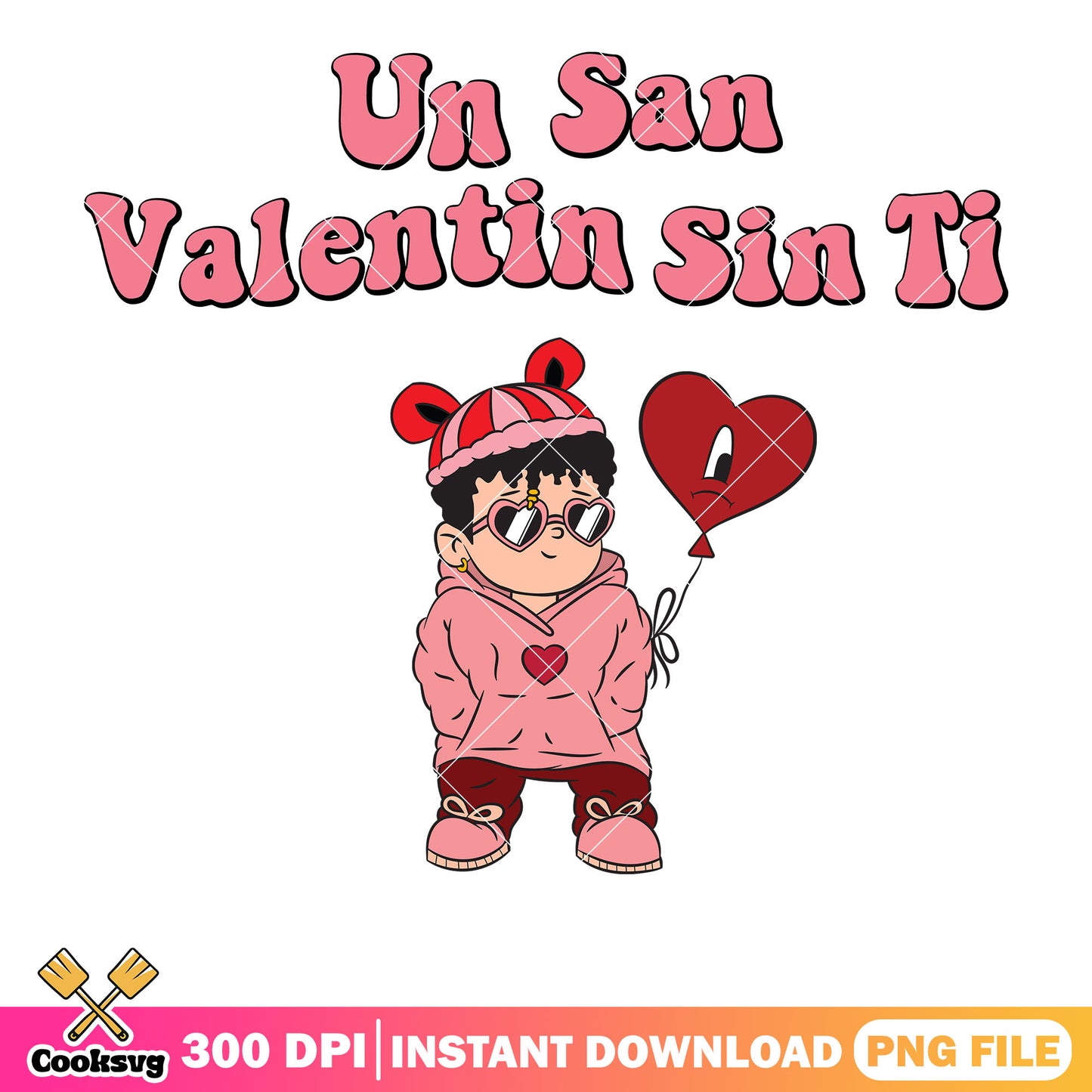 Un san valentin sin ti bad bunny png design, bad bunny valentine png