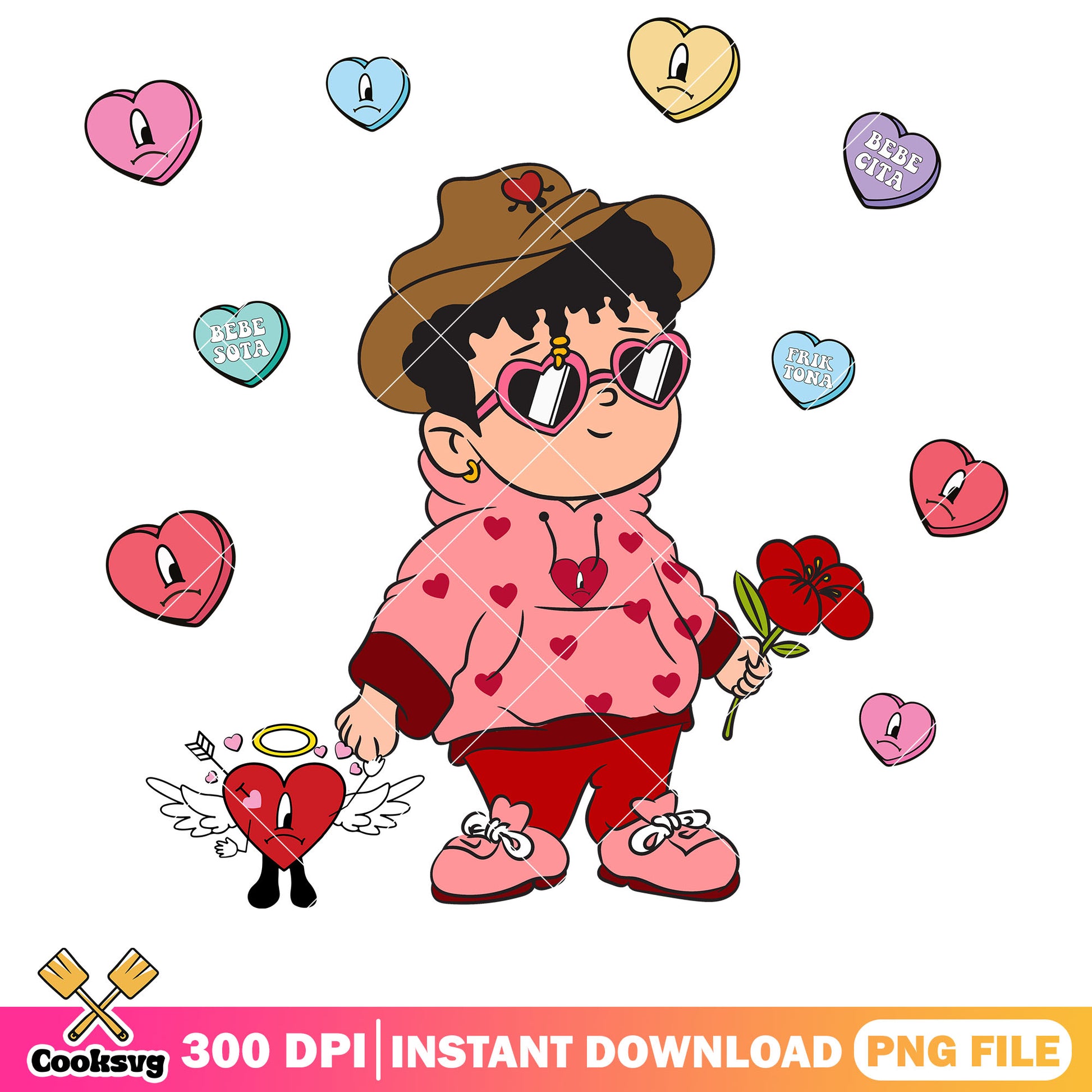 Un san valentin sin ti bad bunny png file, bad bunny valentine png