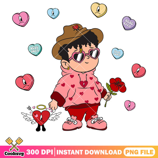 Un san valentin sin ti bad bunny png file, bad bunny valentine png