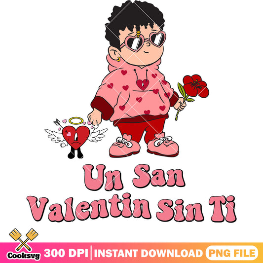 Un san valentin sin ti pink bad bunny png, bad bunny valentine png