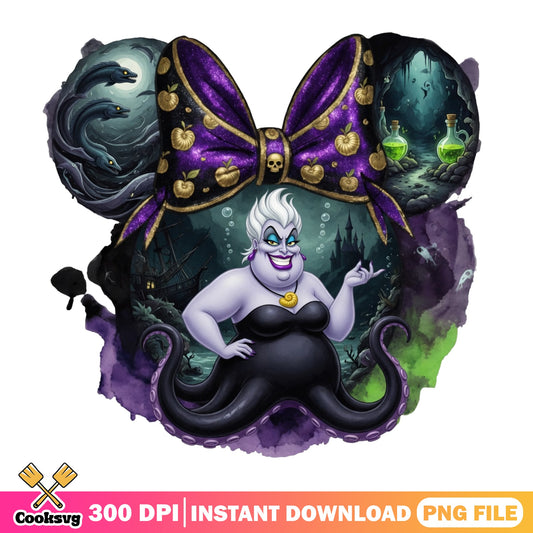 Ursula Disney Villain Minnie Ears PNG, Halloween PNG, Disney PNG