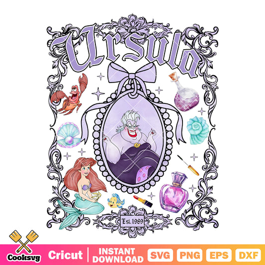 Ursula villain disney bow tie mirror png, ursula villain​ png