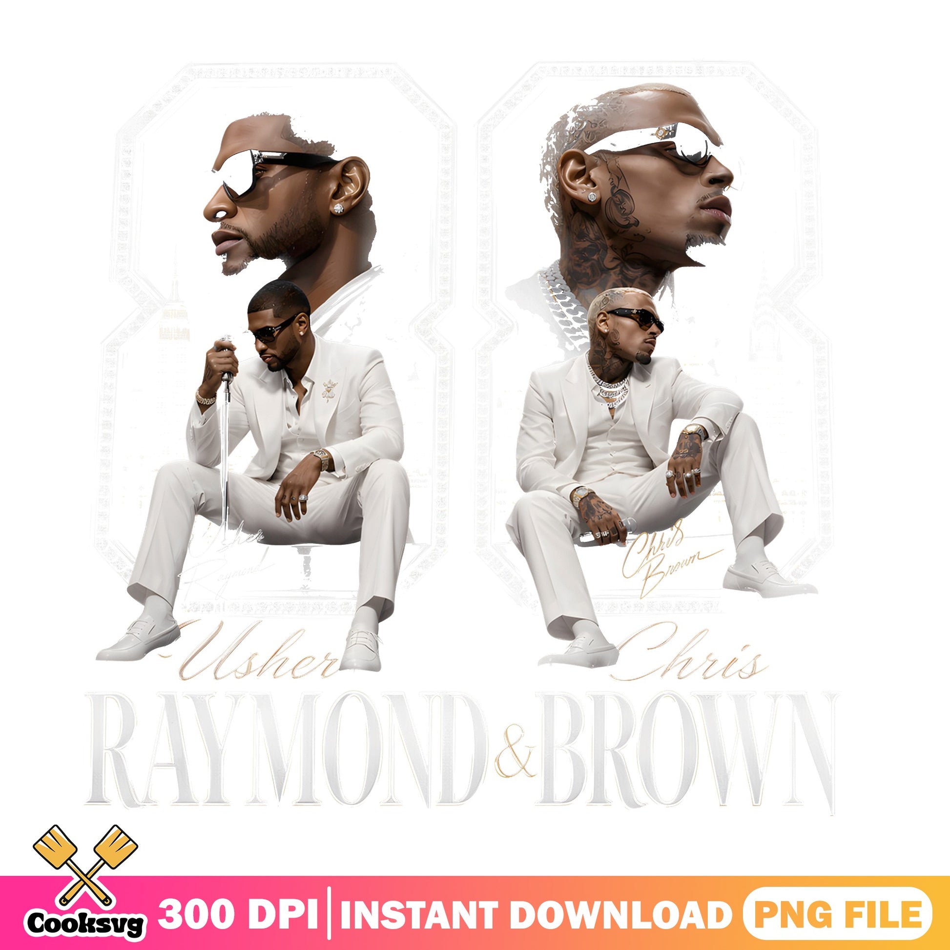 Usher And Chris Brown PNG, Raymond And Brown PNG, Rap PNG